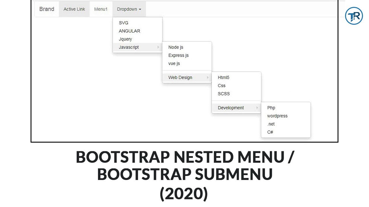 BOOTSTRAP NAVBAR WITH NESTED MENU | BOOTSTRAP SUBMENU (2020) | BOOTSTRAP MULTI MENU