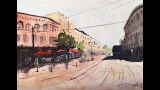 City Scene Watercolour Demo - Maple Tree Square, Gastown