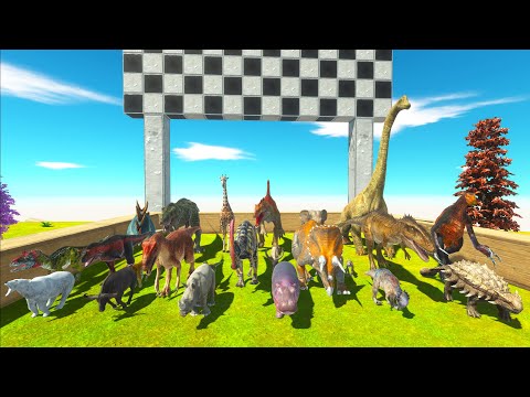 TROPICAL FOREST SPEED RACE ALL DINOSAURS VS ANIMALS COOL GET WIN in Animal Revolt Battle Simulator