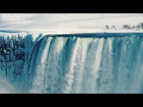 Niagara Falls 4K Winter • Snowy Cloudy Waterfall Sounds for Sleep, Relaxation & Meditation