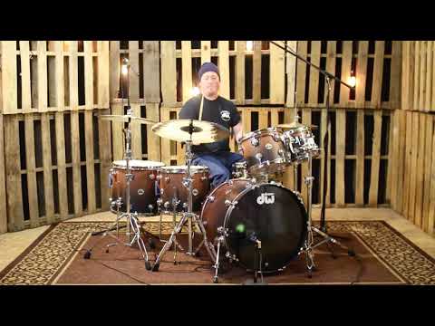DW Collector's Maple/Mahogany Hard Satin Natural To Candy Black Fade Drum Set - 22, 10, 12, 14, 16