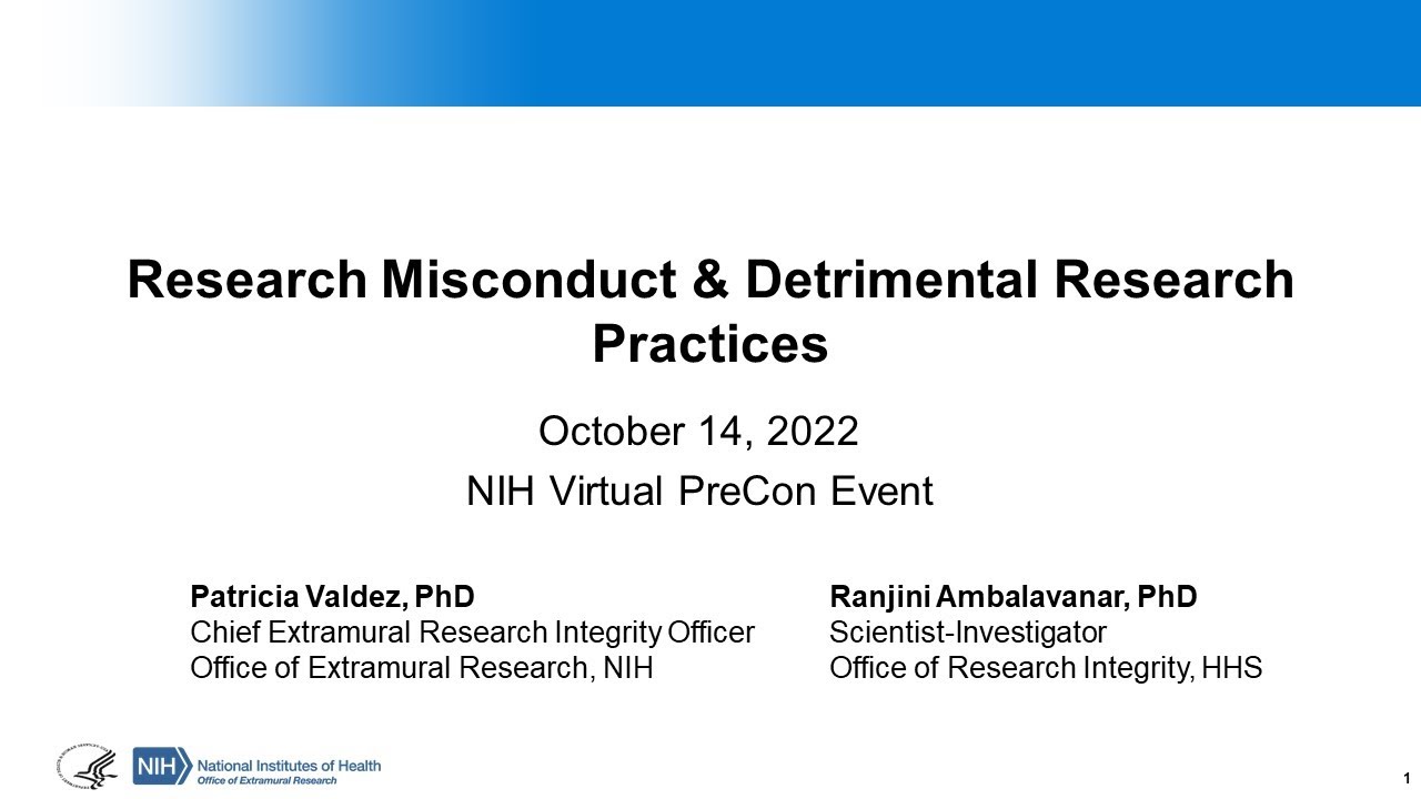 RESEARCH MISCONDUCT & DETRIMENTAL RESEARCH PRACTICES - Overview and Case Studies