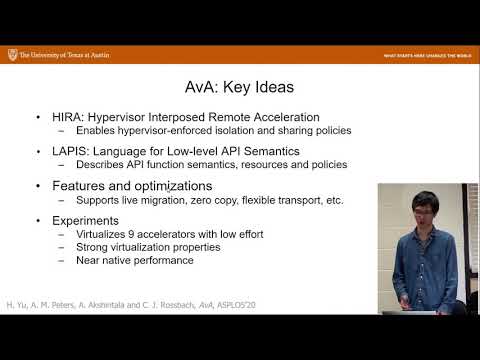 ASPLOS'20 - Session 9B - AvA: Accelerated Virtualization of Accelerators