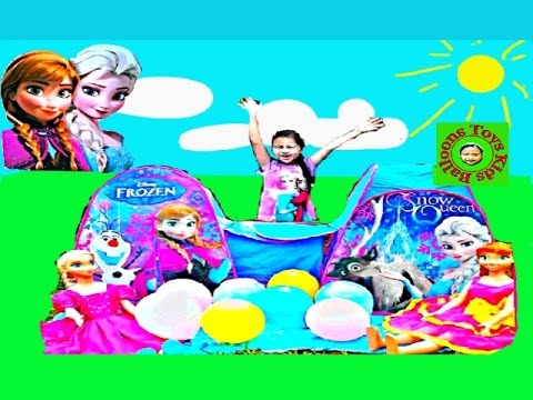 DISNEY FROZEN Movie Videos 2016 Double Play Tent Tunnel Anna Elsa Birthday Balloon Surprise Toys Video
