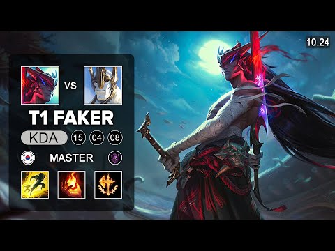 T1 Faker Yone Mid vs Galio - KR Master Patch 10.24