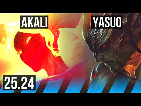 AKALI vs YASUO (MID) | Good KDA: 19/1/6, 42K damage | KR Diamond | 25.24