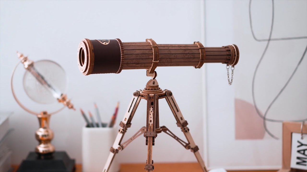 RoboTime 3D dřevěné mechanické puzzle Pirátský dalekohled