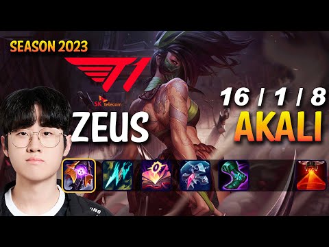 T1 Zeus AKALI vs POPPY Top - Patch 13.12 KR Ranked