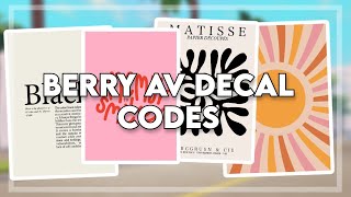 ♡ Berry Avenue Decal Codes | VOICE Roblox Video ♡