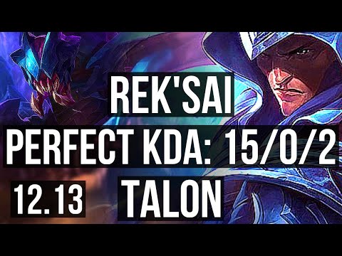REK'SAI vs TALON (JNG) | 15/0/2, 77% winrate, Legendary | KR Grandmaster | 12.13