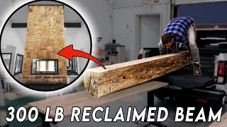 How to Hang a Reclaimed Beam Mantel (FULL FIREPLACE MAKEOVER)