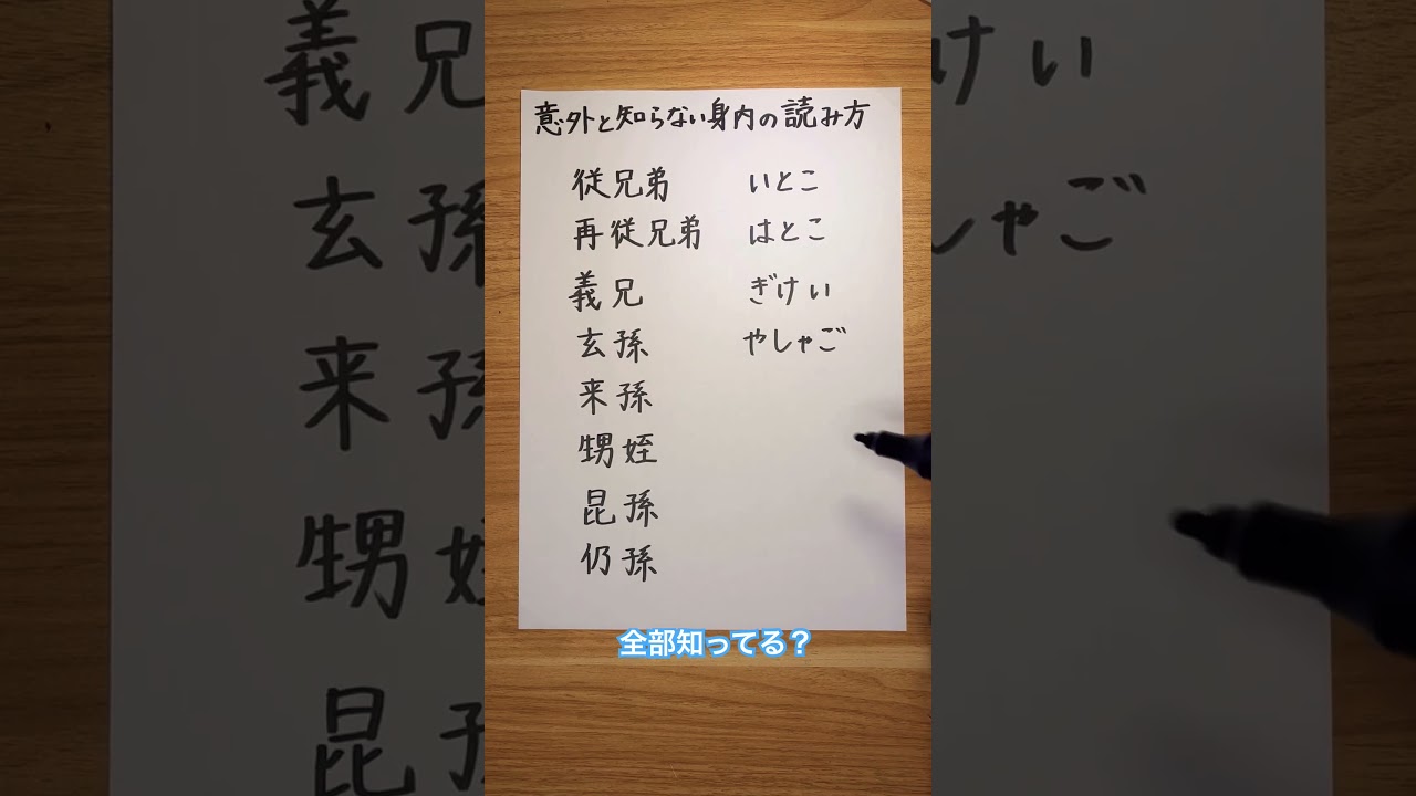 意外と知らない身内の読み方 #japanese #learnjapanese #kanji