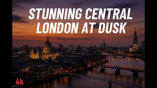 London City Walking Tour 4K | LONDON BUS TOUR AT DUSK