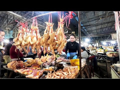 Compilation the morning food marker @Samaki Market view Activities khmer People buying food