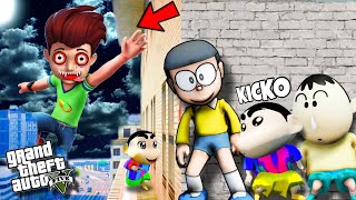 Download lagu GTA5: Evil Kicko Kidnapped FRANKLIN, Shinchan,Nobita Play Windmil Ramp With Oggy & Jack mp3
