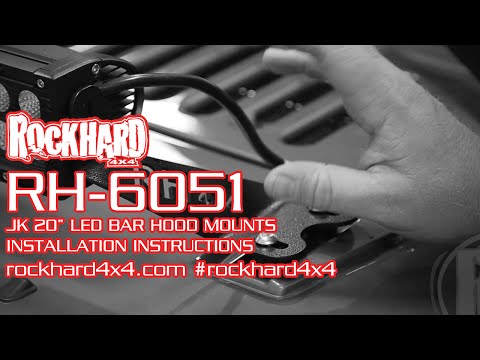 RH-6051 – Jeep JK 20” LED Bar Hood Mounts – Install Instructions Video by Rock Hard 4x4
