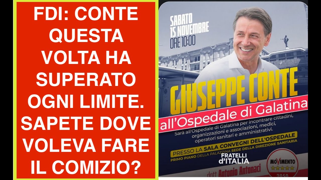 FDI: CONTE QUESTA VOLTA HA SUPERATO OGNI LIMITE. SAPETE DOVE VOLEVA FARE IL COMIZIO?