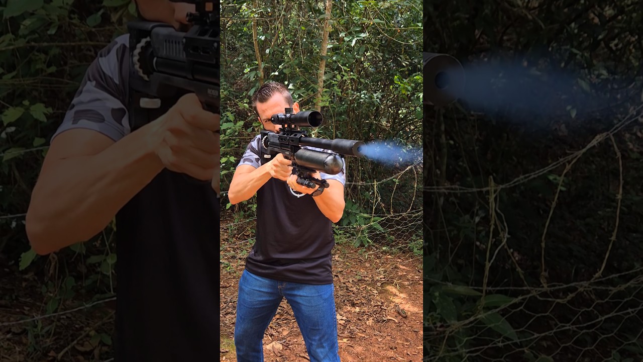 Mais de 100 Joules com PCP Automática Rambo 6.35 🔥👀 #shorts #sniper #airgun #slug #luneta