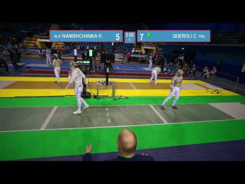 T8. QUEROLI Caroline (FRA) - IVANISHCHANKA Hanna (BLR). Sabre women.