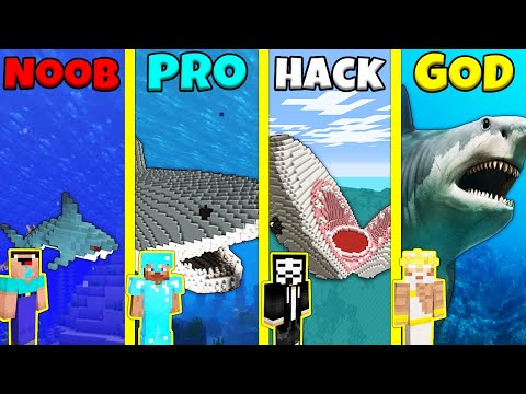 TEN - Minecraft Animations - Minecraft Battle: SHARK HOUSE BUILD CHALLENGE - NOOB vs PRO vs HACKER vs GOD / Animation