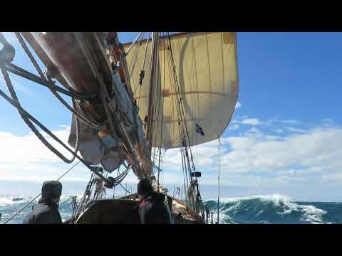 Square sail on a yacht