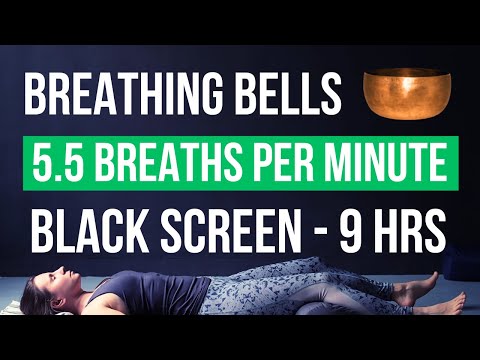 Breathing Bells for Sleep & Calm | 9 Hours | 5.5 Breaths Per Minute | Black Screen