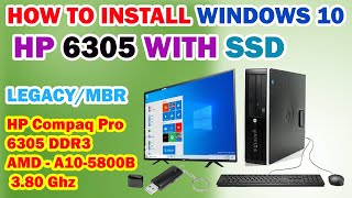 How to Install Windows 10 on HP Compaq Pro 6305 Small Desktop PC with USB|AMD-A10-5800B|2021|JTM