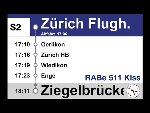ZVV Ansagen, S2 (Zürich Flughafen-Ziegelbrücke) | RABe 511 Kiss