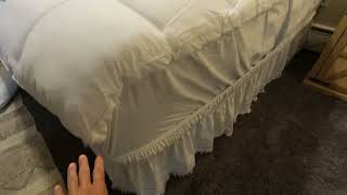 Wrap Around Ruffled Lace Bed Skirt, Elastic Dust Ruffle with Adjustable Belts,15 Inch Drop