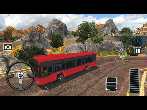 US Offroad Bus Driving Simulator 2018 Red Bus  Mountain Road - Typical Android GamePlay (HD).