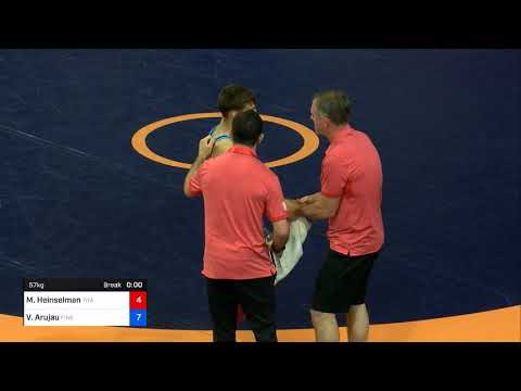 57 Kg Rr Rnd 1 Malik Heinselman Titan Mercury Wrestling Club TMWC Vs Vitali Arujau Finger Lake WC