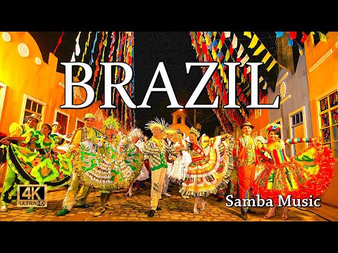 Brazil - Flying Over Brazil - Samba Music - Rio de Janeiro, San Paulo, Salvador, Brasilia, Fortaleza