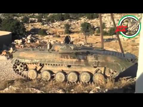 تدمير عربة عسكرية من قبل صقور الشام في جبل الأربعين في معركة التوحيد في أريحا