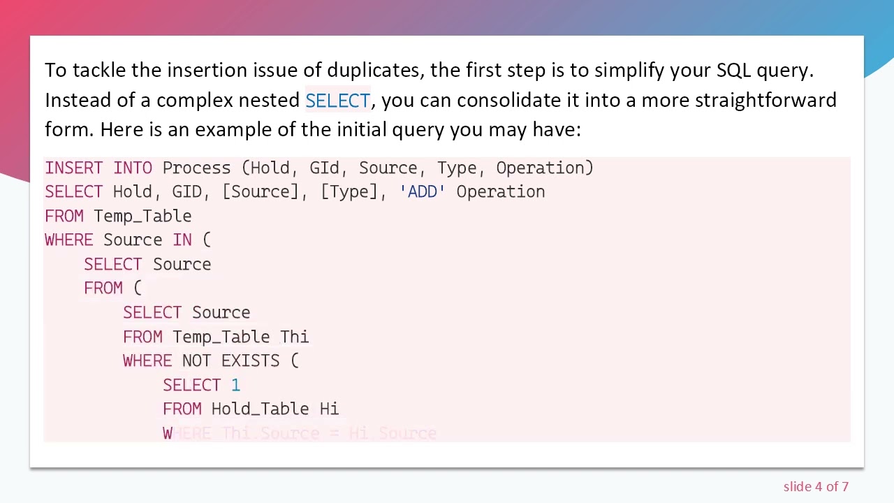 Preventing Duplicated Values in SQL Insert Operations