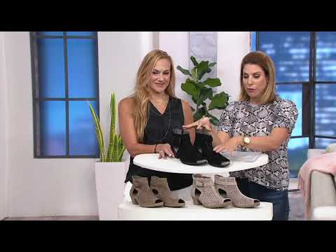 Earth Suede Perforated Peep-toe Booties - Marietta Seren on QVC