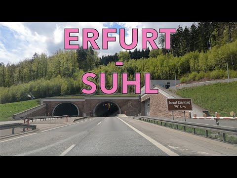 Driving on Bundesautobahn 71 from Erfurt to Suhl