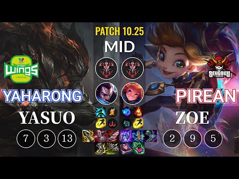 JAG Yaharong Yasuo vs SG Pirean Zoe Mid - KR Patch 10.25