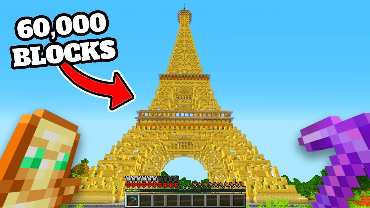 I Built The Eiffel Tower in Minecraft Hardcore