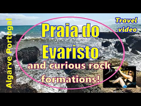 Praia do Evaristo - Albufeira (Algarve Portugal) rocks and the sounds of the sea waves 6/2022 HD
