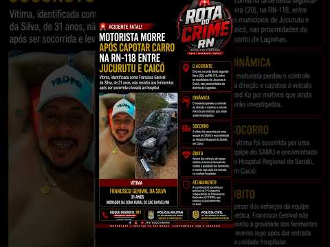 🚨 Motorista morre após capotar carro na RN-118 entre Jucurutu e Caicó