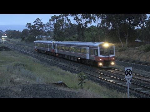 V/line Spinter Passenger Train at Broadford Station - PoathTV Australian Trains & Railways