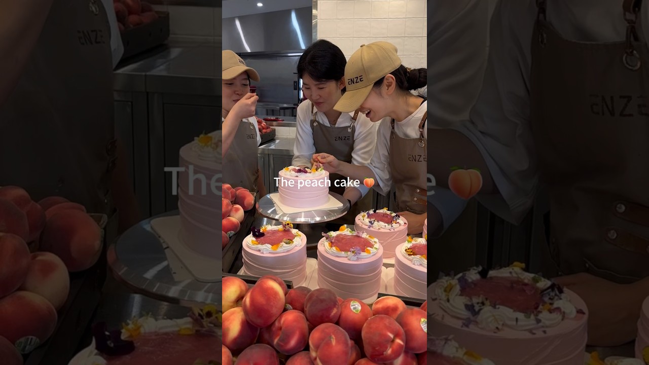 ENZE’s new creation! 🤩 The peach cake 🍑 #cake #peach #chiffon #dessert
