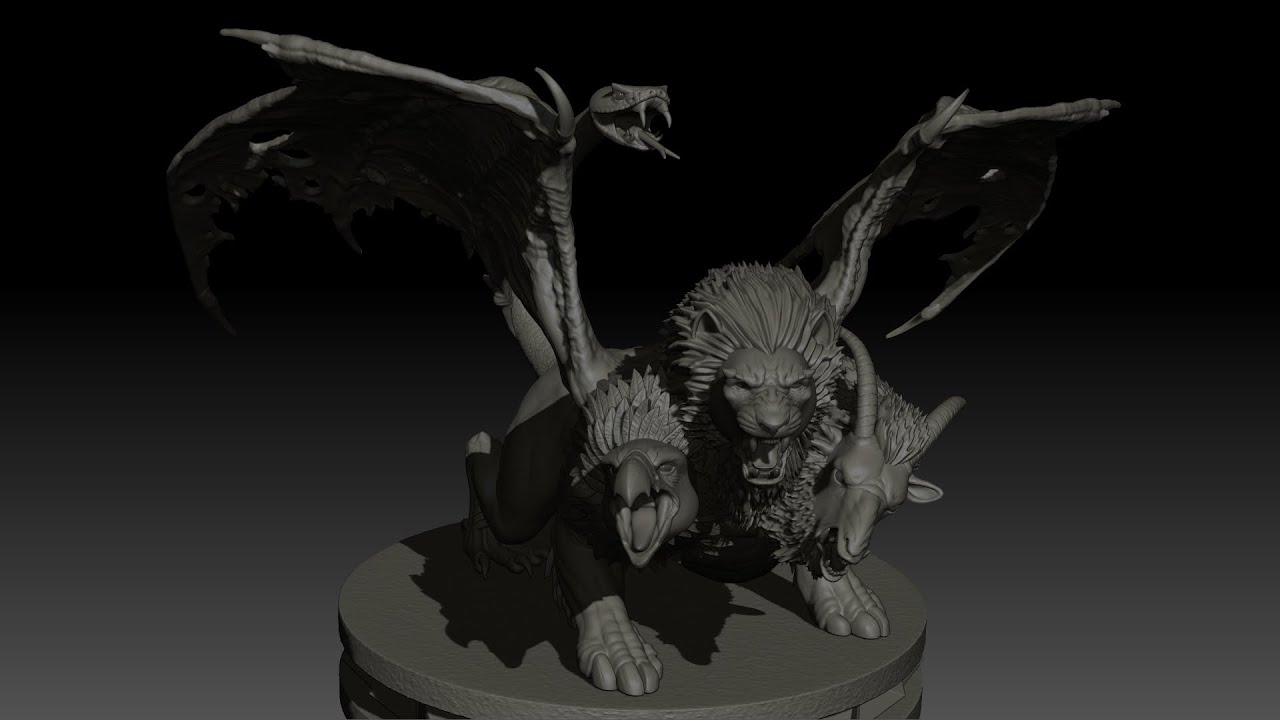Chimera High Poly for 3d Print 3D Print Model
