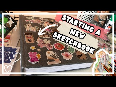 LET'S START A NEW SKETCHBOOK! | Sketchbook #5| [ Using a bunch of stickers] 🐷🌿💕