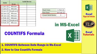 COUNTIFS Formula Between Dates Range in Excel | How COUNTIFS WORKS | Basic formula in excel