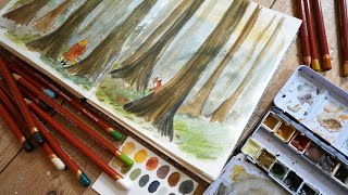 A Cosy Painting Session with the New Derwent Drawing Pencils + Watercolours