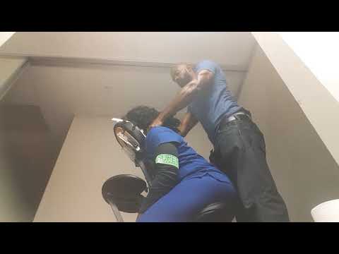 Massaging!!! lol  Chair massage at St. Dominic's hospital in Mississippi.