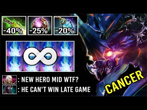 CANCER MID IS BACK! Crazy Shotgun Nyx 1000+ Damage vs Invoker TB Max Farm Most Imba Build WTF Dota 2
