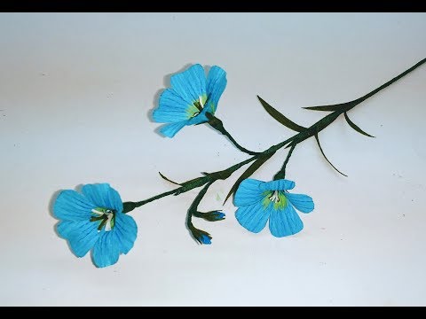 How to make Crepe paper flowers Blue Flax / Linum Perenne (flower # 263)