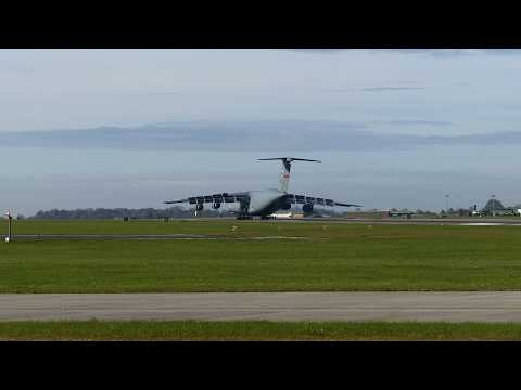 Lockheed C5 Galaxy arrival at RAF Waddington 05/04/19.